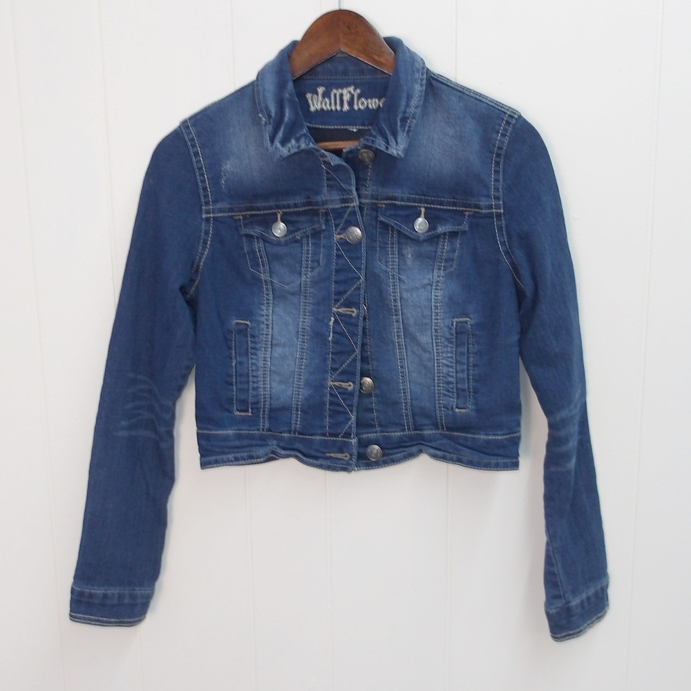 WallFlower Denim‎ Jacket Blue Jean Trucker Style Classic Womens M /#9033